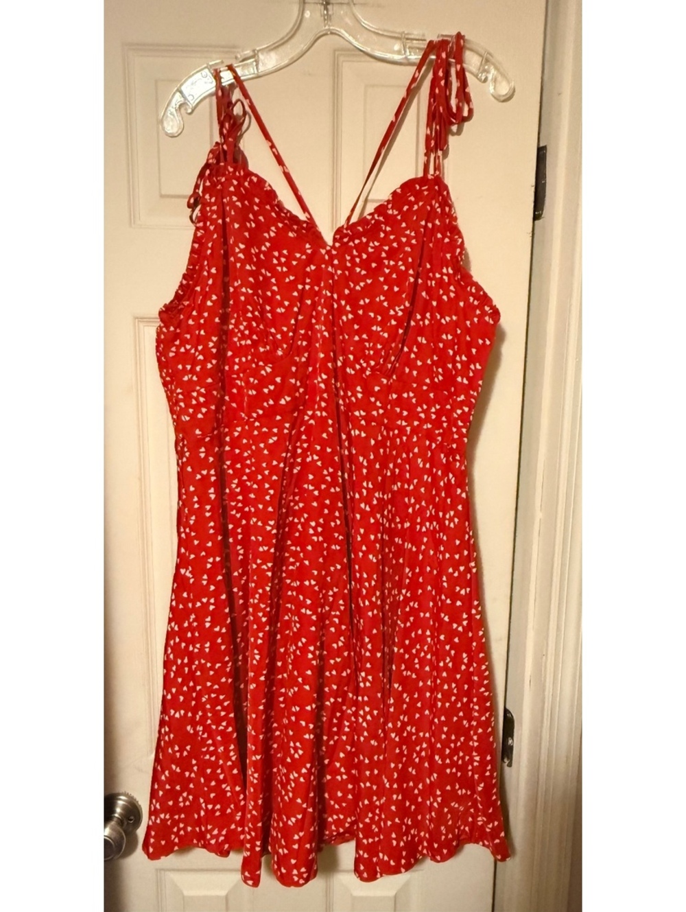 Women’s Plus SHEIN Red White Heart Strappy Sundress 3X Cami